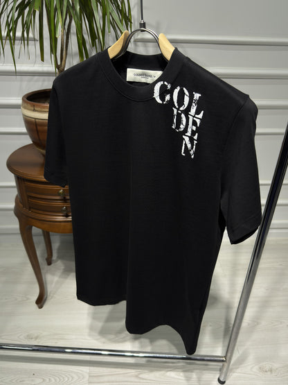 GOLDEN Printed Logo Black Tshirt For Men