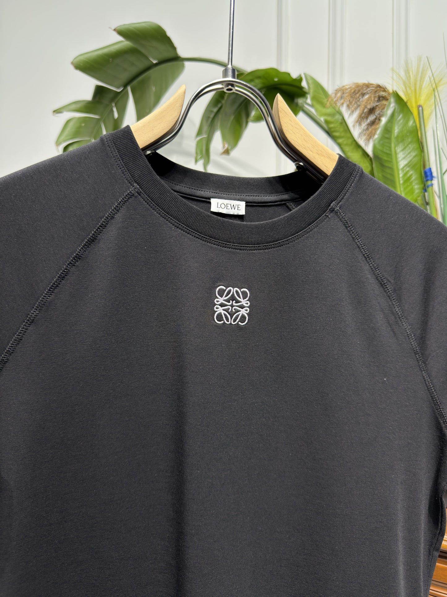 Anagram Embroidered Logo Black Tshirt For Women