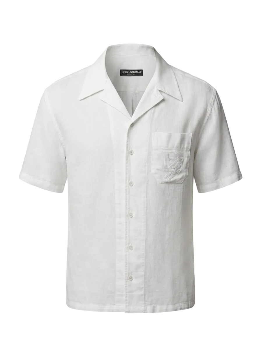 Dolce & Gabbana Logo-Tag Linen Shirt For Men