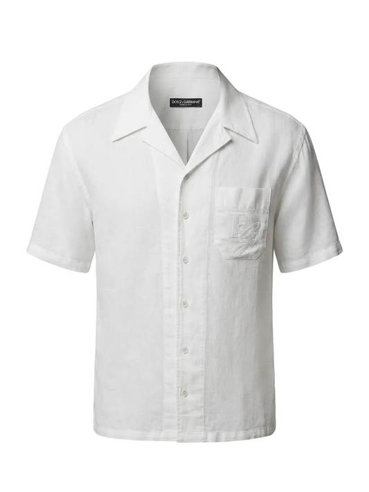 Dolce & Gabbana Logo-Tag Linen Shirt For Men