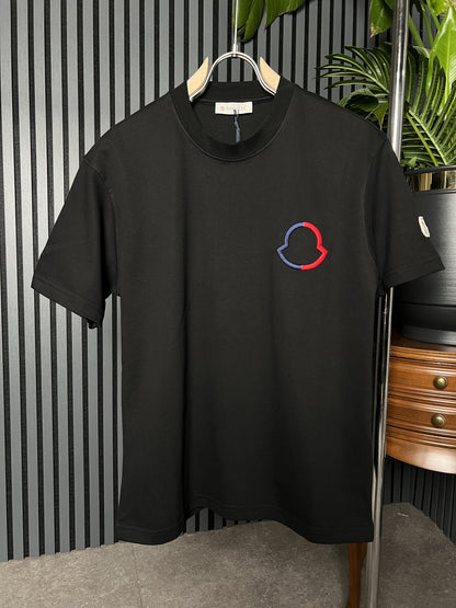 Moncler Embriodered Logo Black Tshirt For Men
