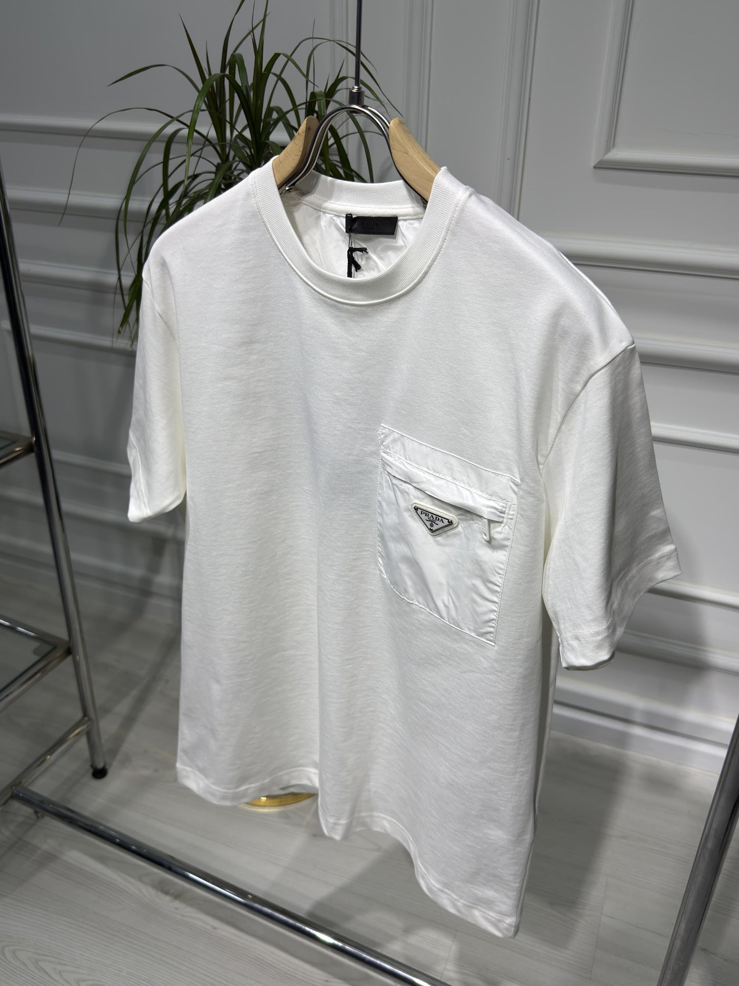 Nylon Pocket White Tshirt For Men