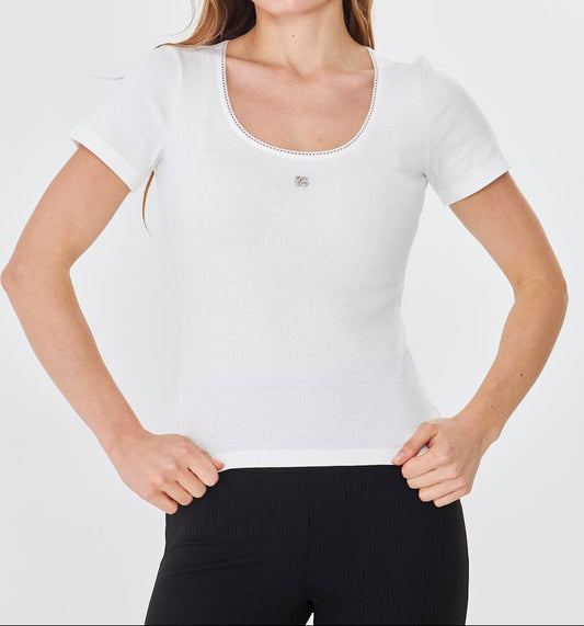 DG Metal Logo White Tshirt For Women