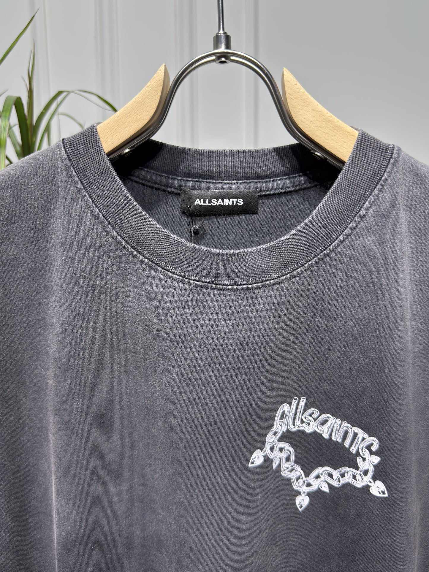 Allsaints Washed Grey Tshirt For Men