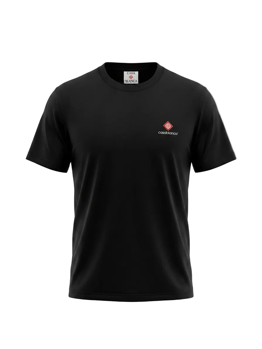Casablanca Rubber Logo Black Tshirt For Men