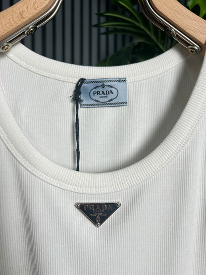 White Ribbed Tank Top for Women