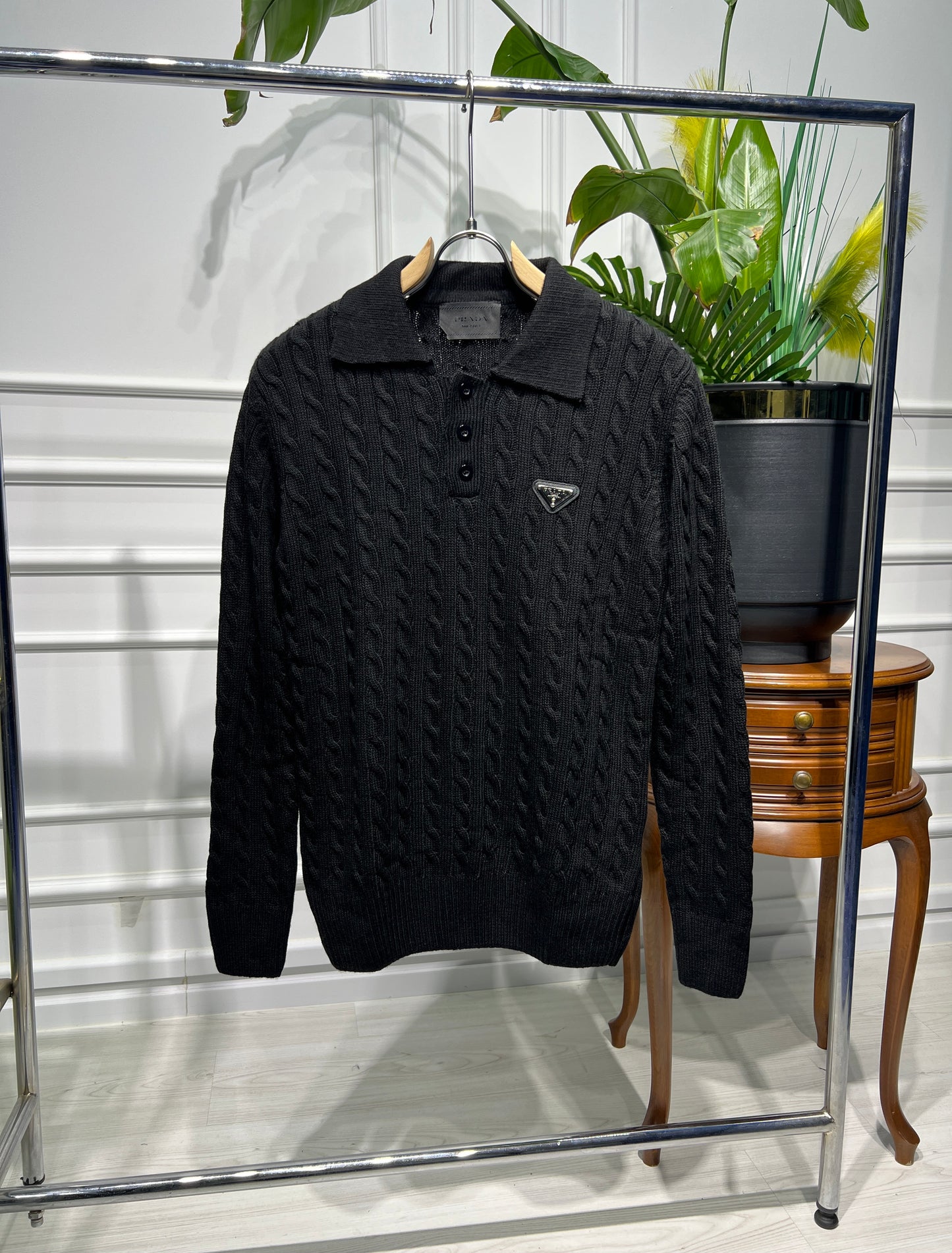 Prada Black Knitted Polo for Men