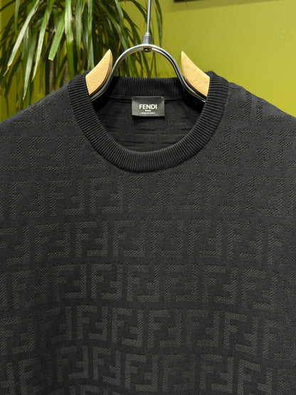 FF monogram Black Knitted pullover For Men