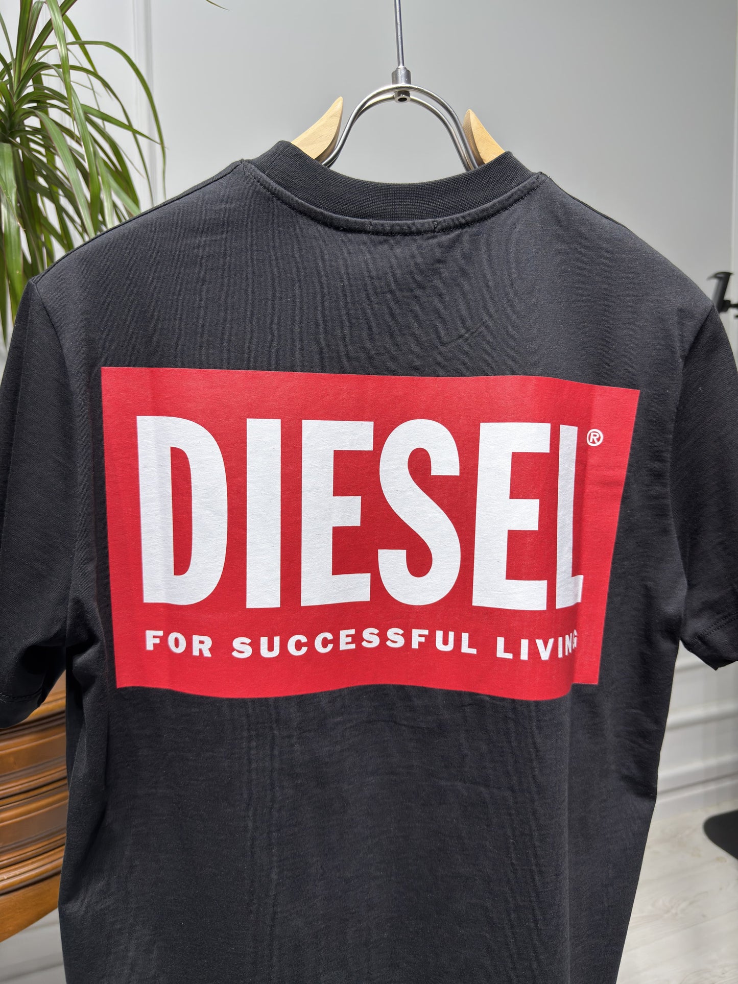 Diesel Logo Printed Black Tshirt For men
