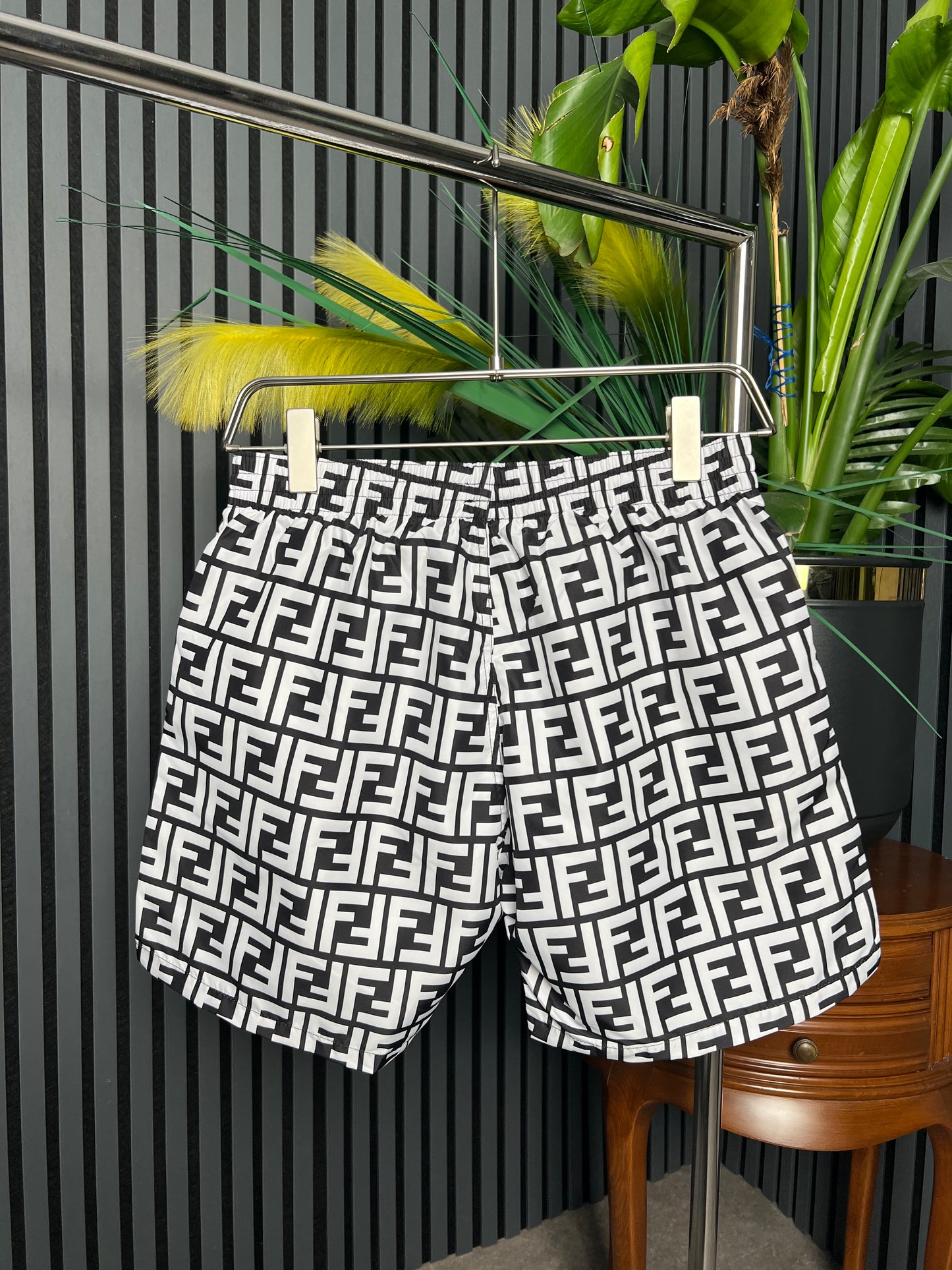 Fendi FF Black/White Swim Short For Men
