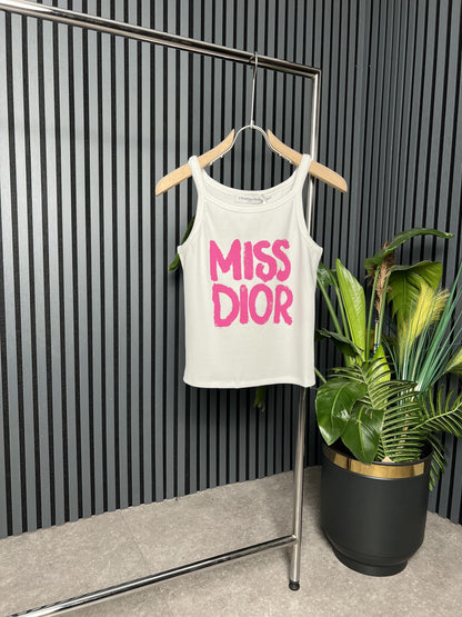 Logo Printed white Tank top For Women