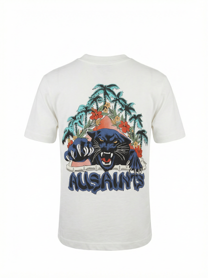 Allsaints Pounce Graphic White Relaxed-fit Tshirt For Men
