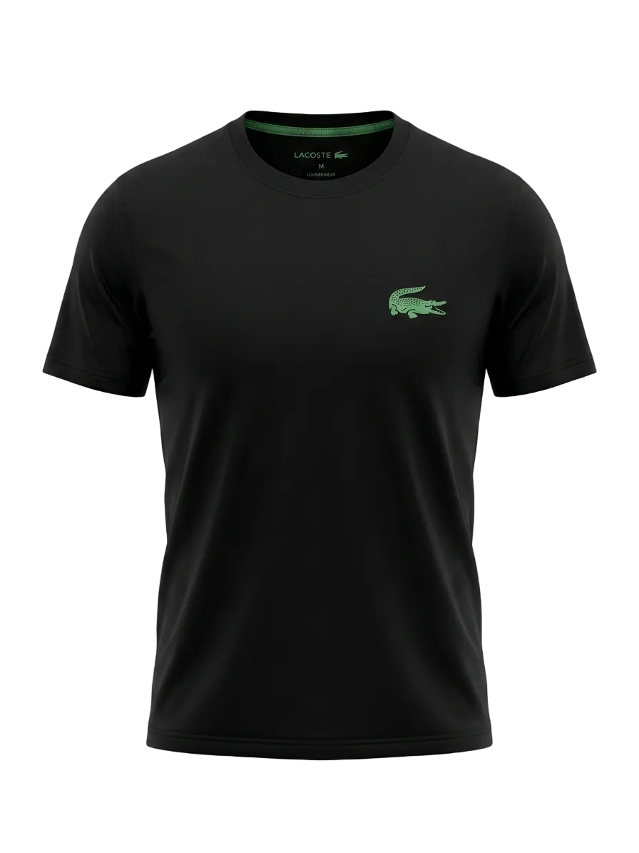 Lacoste Logo Printed Black Tshirt For Men
