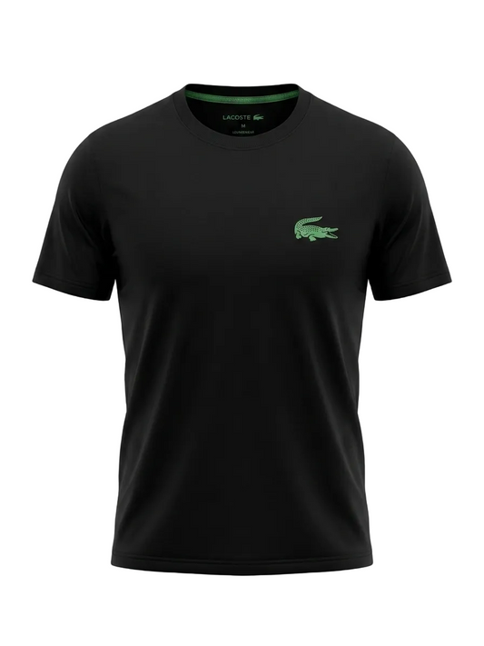 Lacoste Logo Printed Black Tshirt For Men