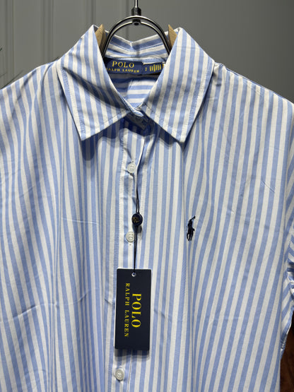 Striped Belted Shirt Dress For Women