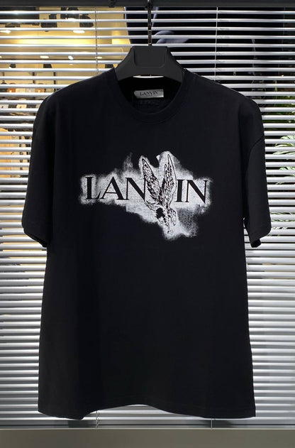 LANVIN Logo Printed Black Tshirt For Men
