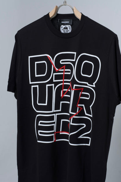 DSQUARED2 Logo Printed Black Tshirt For Men