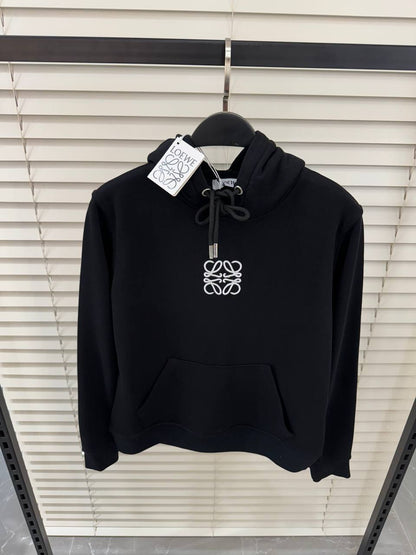 Anagram Embroidered Logo Black Hoodie For Women