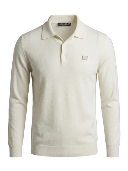 D&G Cream Knitted Polo For Men