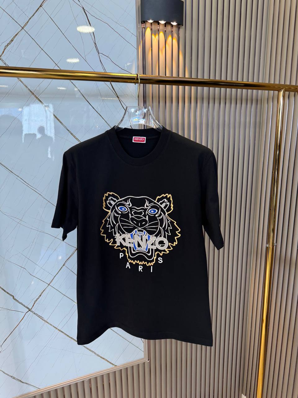 KENZO Embroidered Logo Black Tshirt For Men