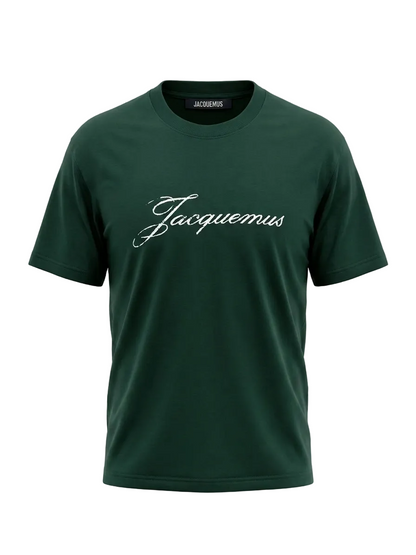 Jacquemus Logo Printed Dark Green Tshirt For Men