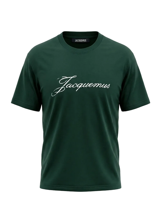 Jacquemus Logo Printed Dark Green Tshirt For Men