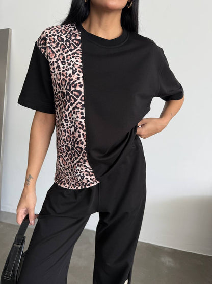 Black/Tiger Sporty Set Wide Leg Pants