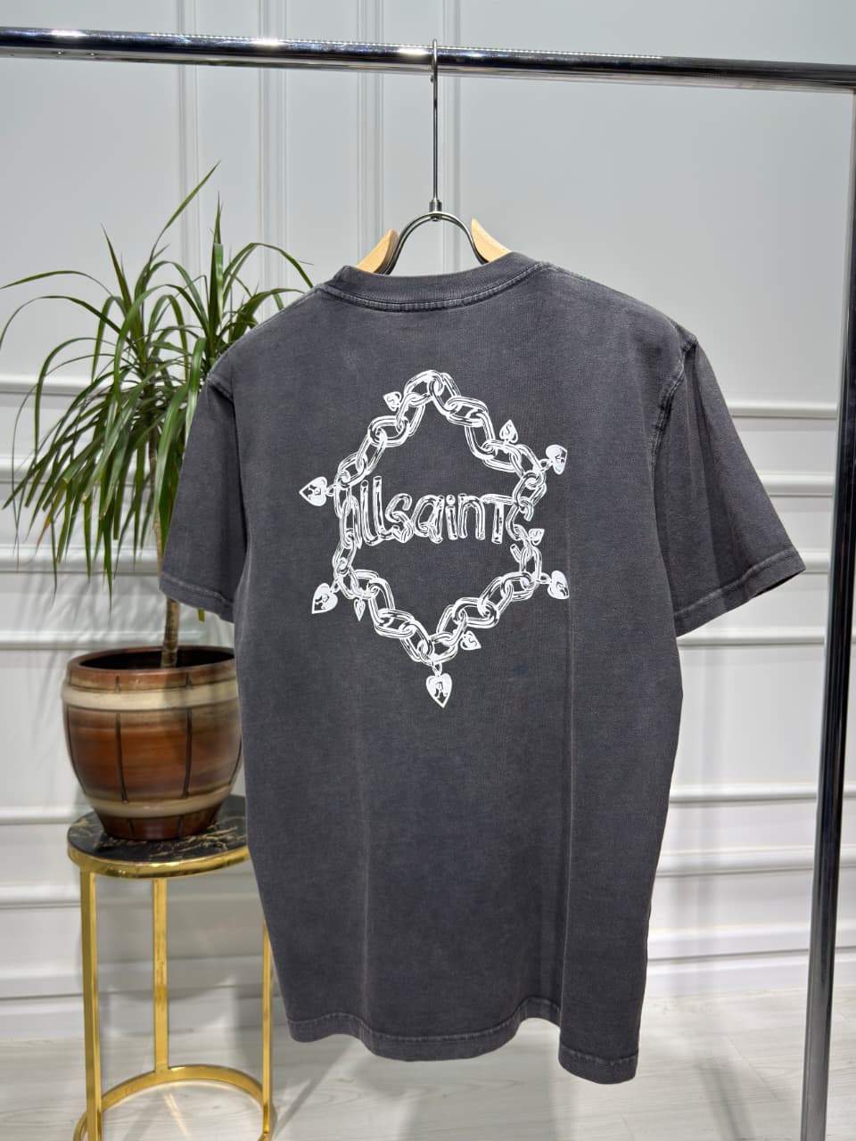 Allsaints Washed Grey Tshirt For Men
