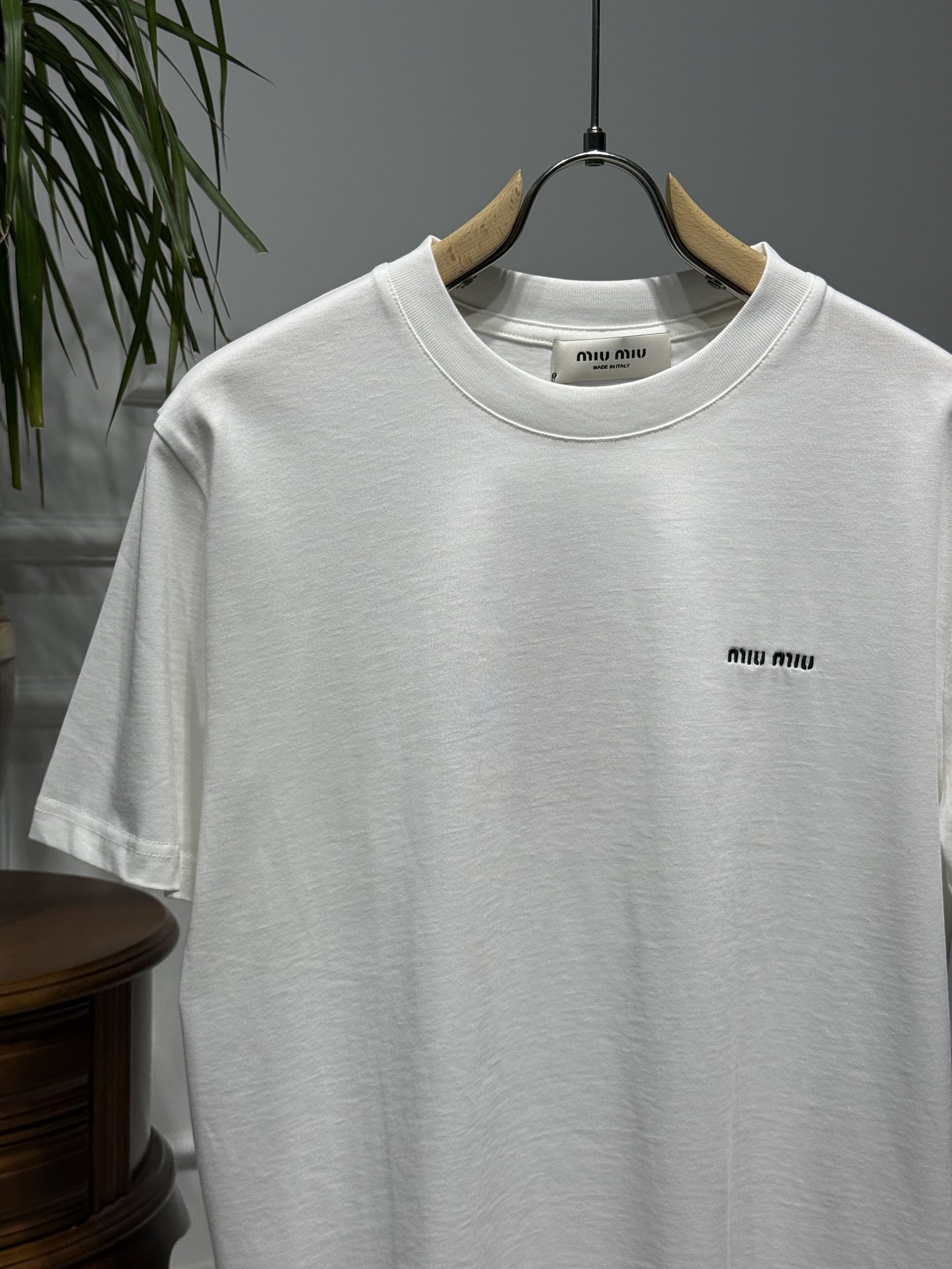 Miumiu Embroidered Logo White Tshirt For Men