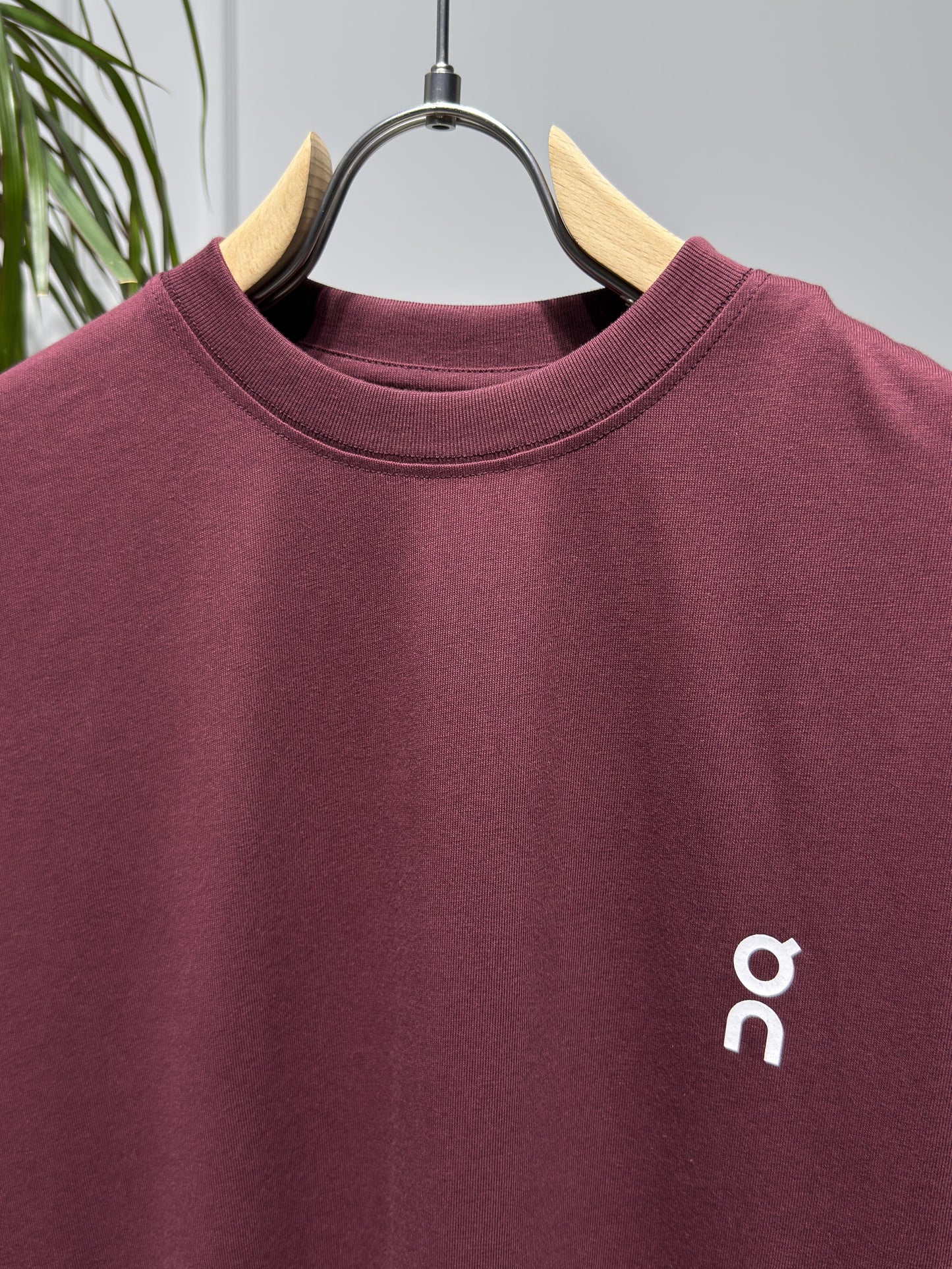 On Burgundy Relaxed-fit Tshirt For Men