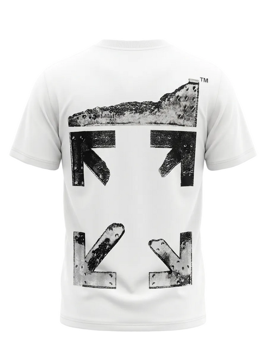 Metal Arrow printed Logo White Tshirt For Men