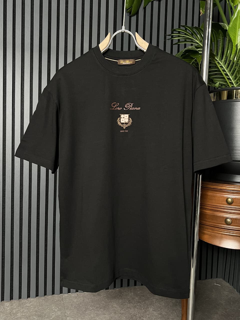 Loro Piana Black Relaxed fit Tshirt For Men