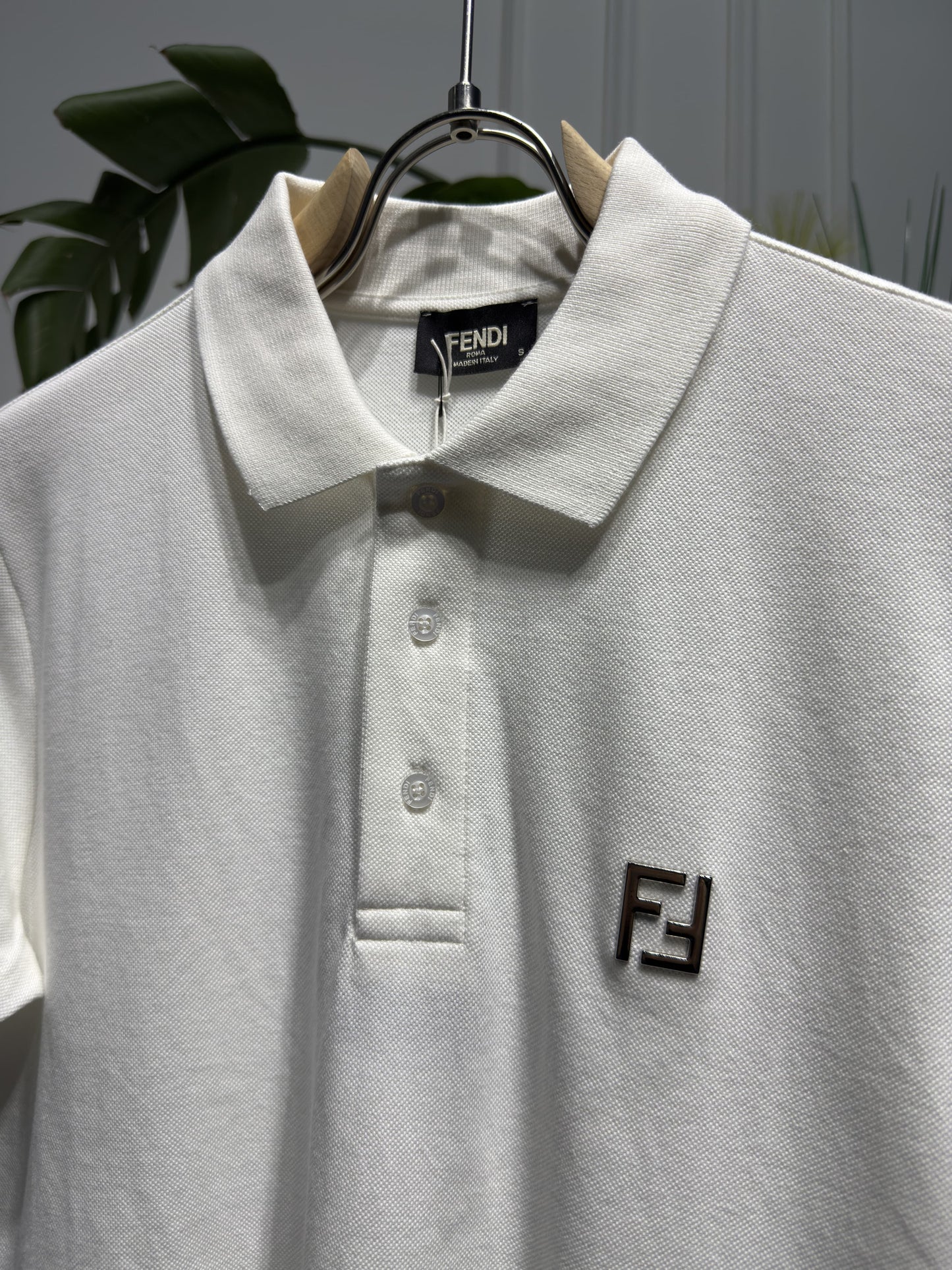 FF Metal Logo White Polo Tshirt For Men