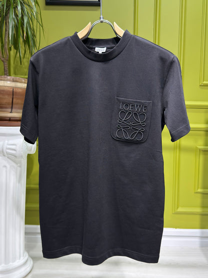 Loewe Embroidered Logo Pocket Black Tshirt For Men