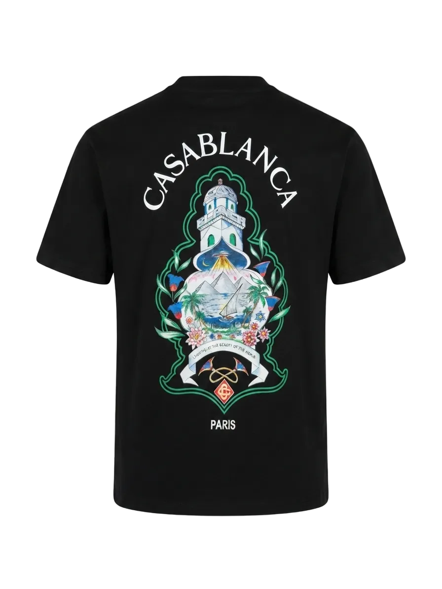 Casablanca Logo Printed Black Tshirt For Men