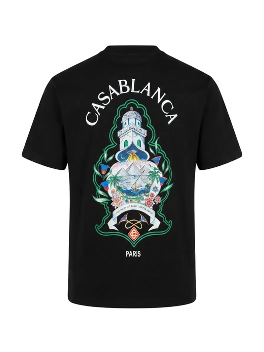 Casablanca Logo Printed Black Tshirt For Men