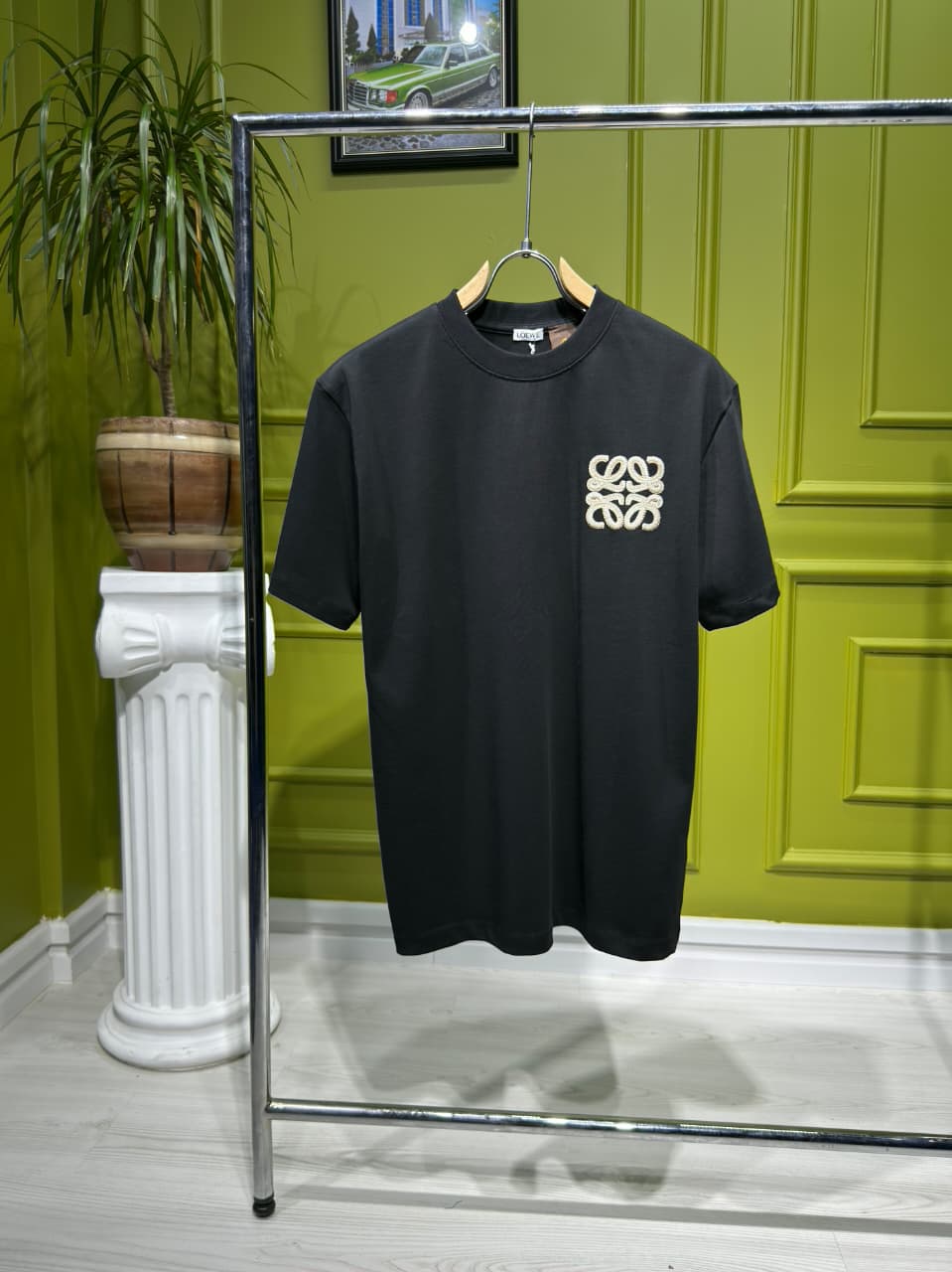 LOEWE x Paula's Ibiza Anagram Embroidered Black T-Shirt For Men