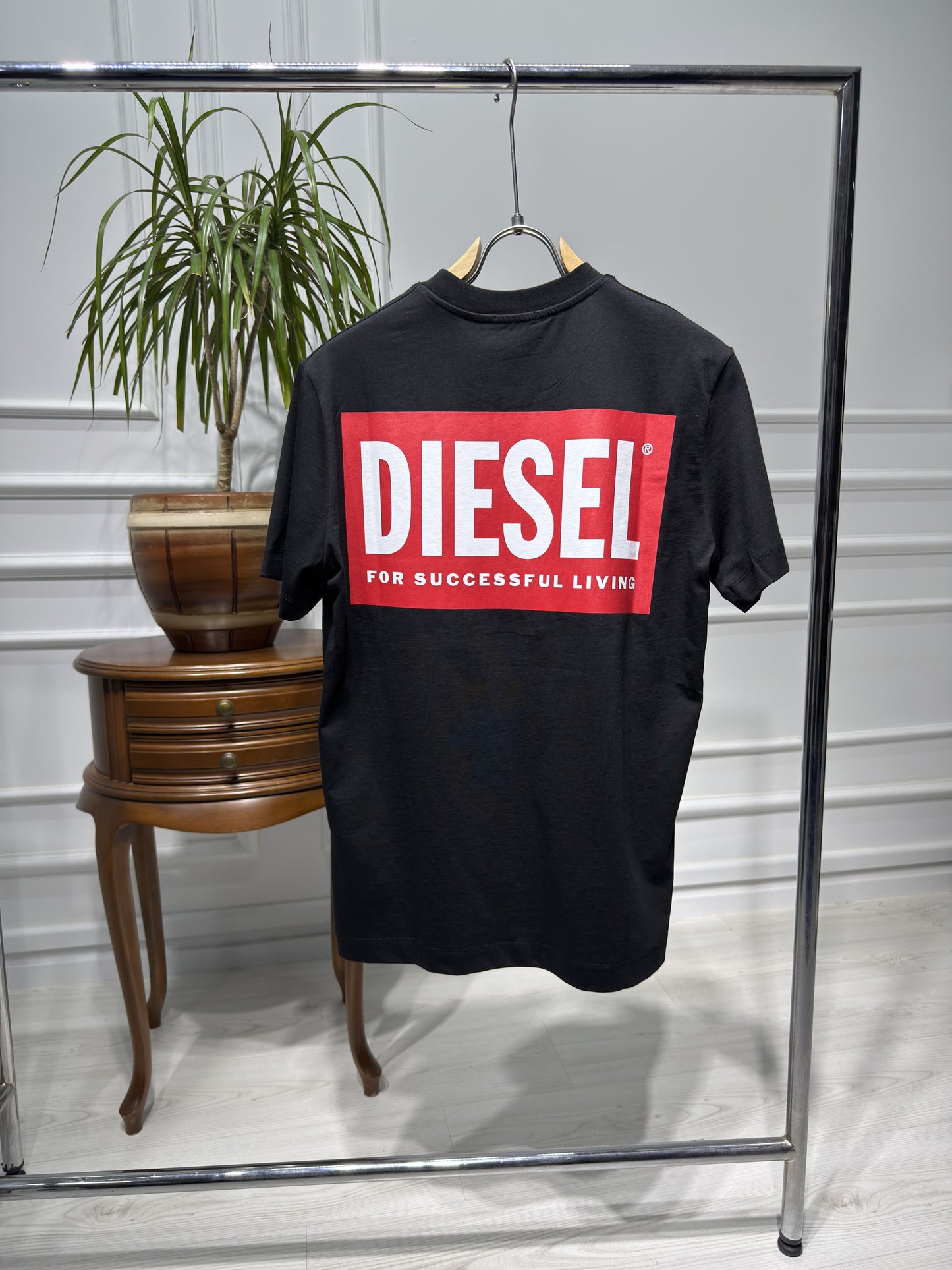Diesel Logo Printed Black Tshirt For men
