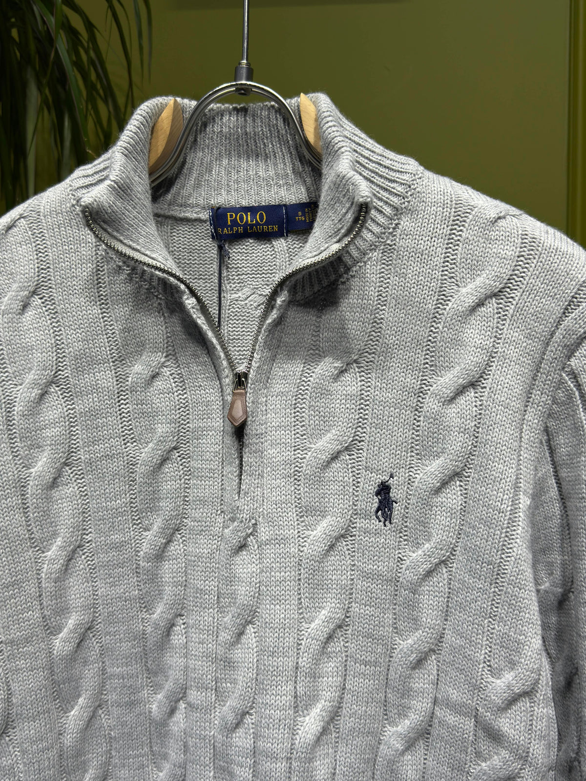 Polo Ralph Lauren Grey Cable-Knit Quarter-Zip For Men