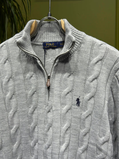 Polo Ralph Lauren Grey Cable-Knit Quarter-Zip For Men