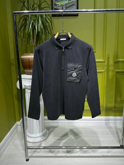 Moncler Half-zip Black Polo for Men