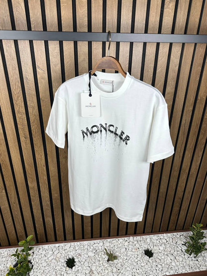 Moncler Black Logo White Tshirt For Men