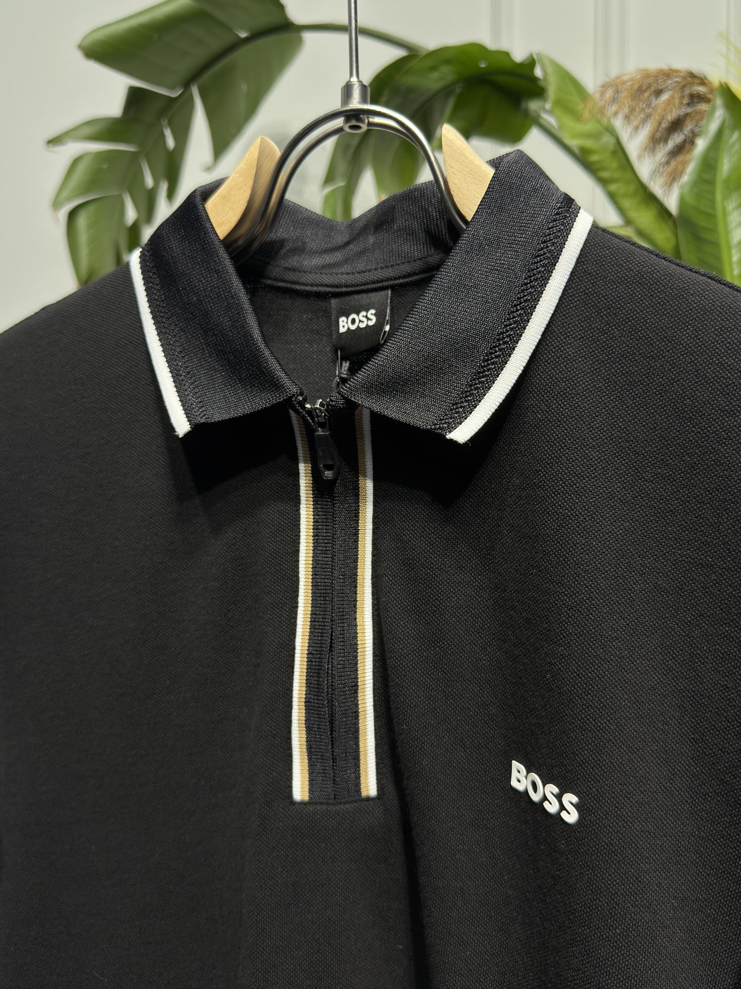 BOSS Rubber Logo Black Polo Tshrit For Men