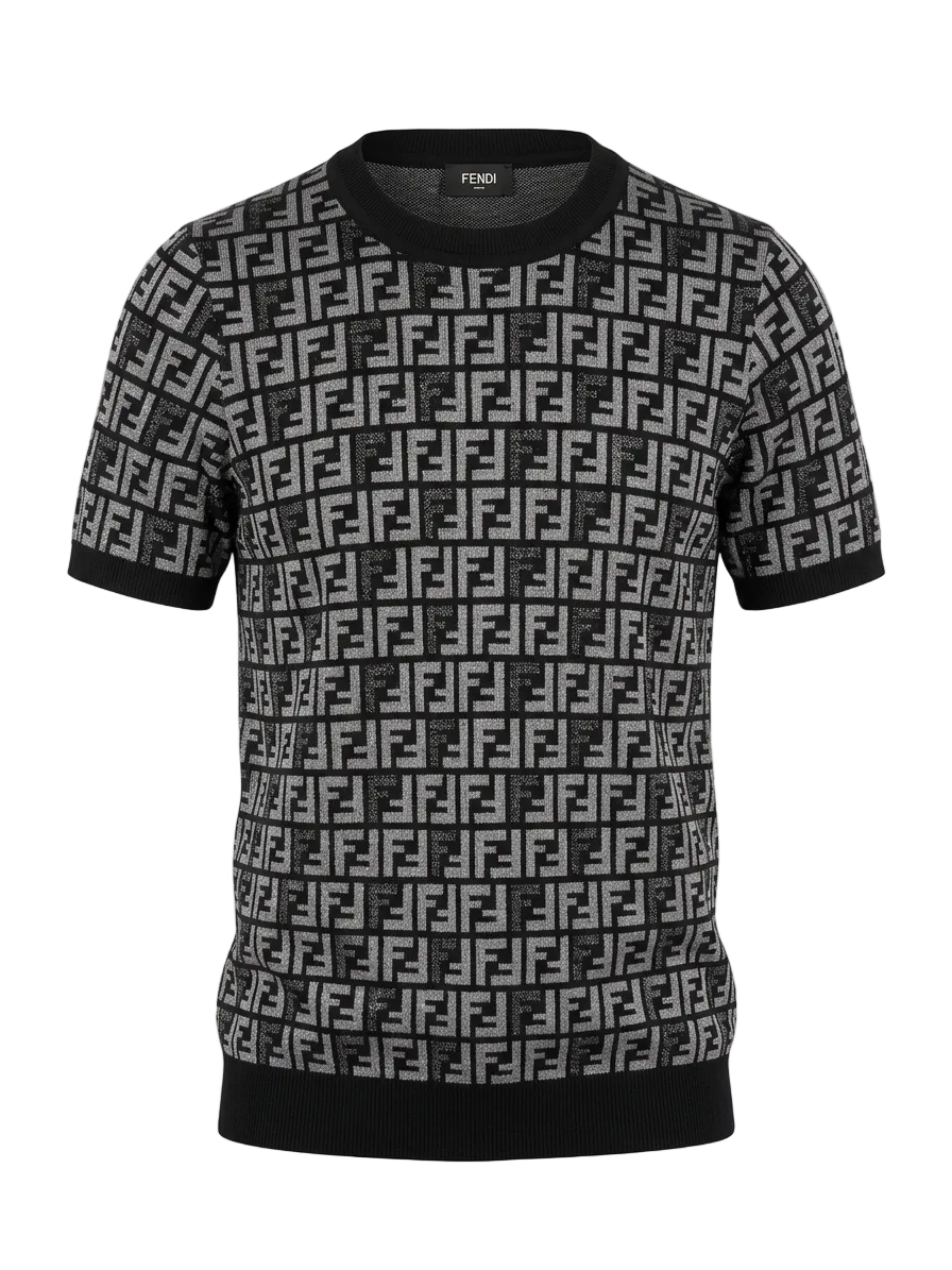 FF Black Knitted Tshirt For Men