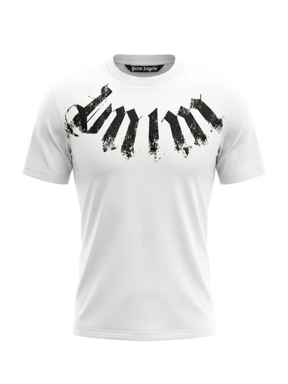 Palm Angels Logo Printed White Tshirt For Men
