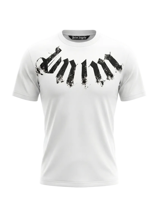 Palm Angels Logo Printed White Tshirt For Men