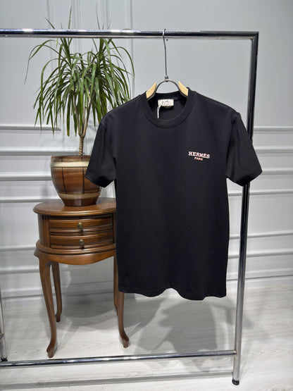 Hermes Rubber Logo Black Tshirt For Men