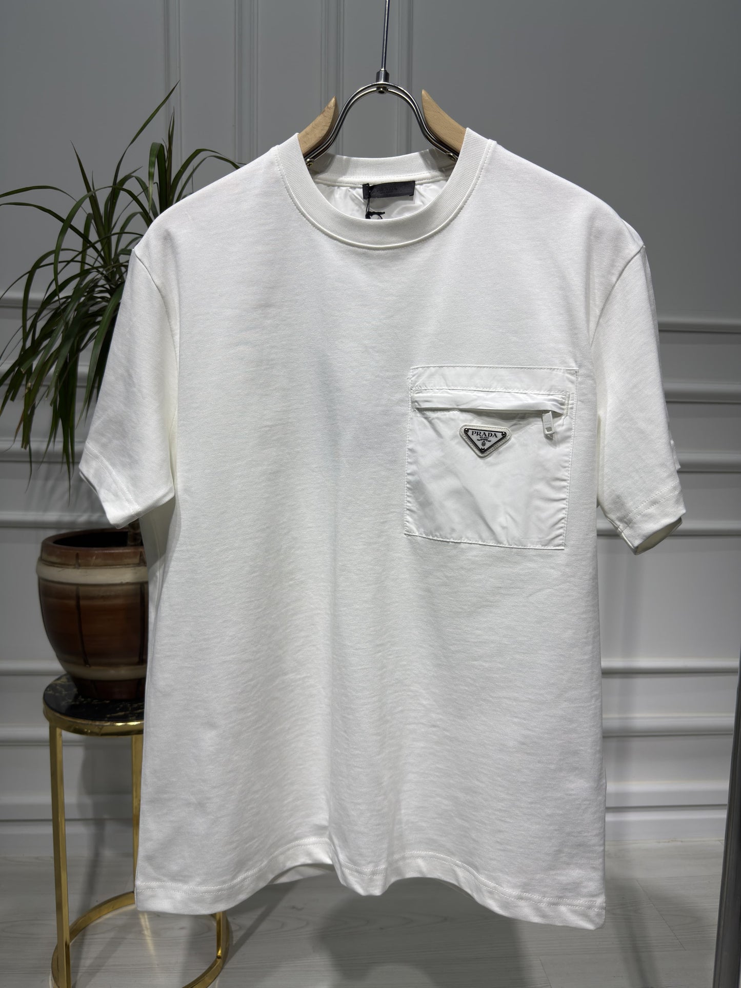 Nylon Pocket White Tshirt For Men