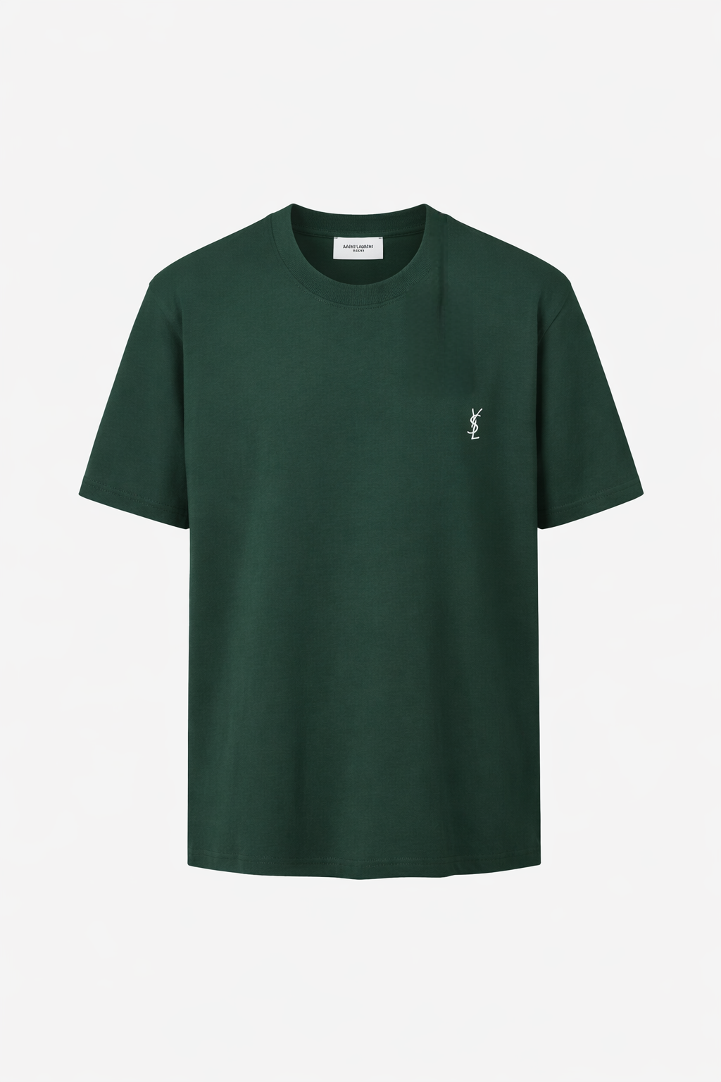 YSL Embroidered Logo Dark Green Tshirt For Men