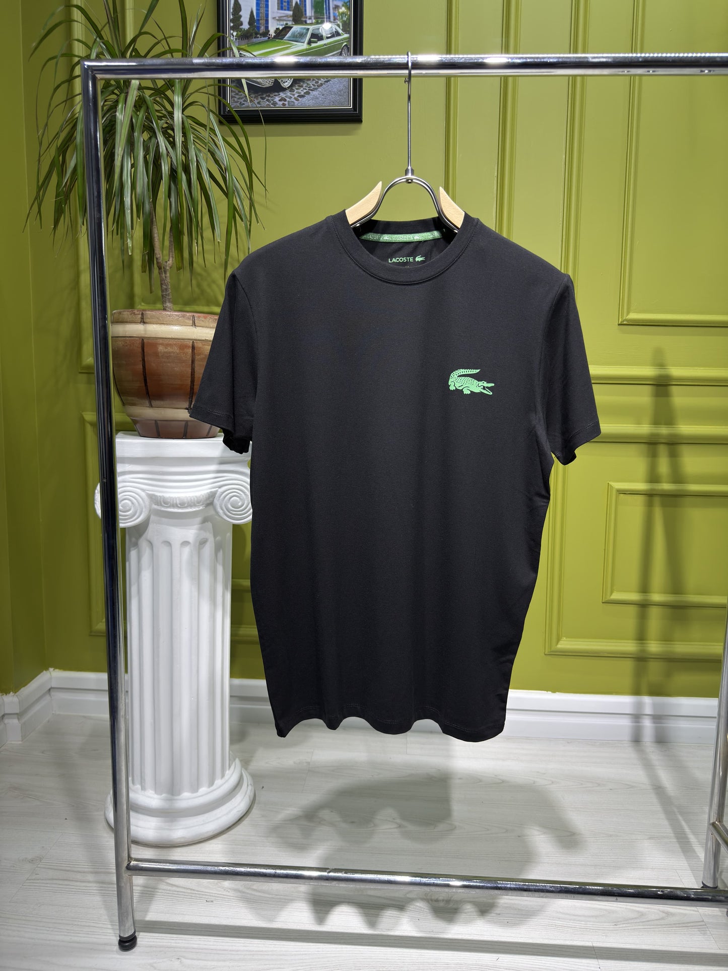 Lacoste Logo Printed Black Tshirt For Men